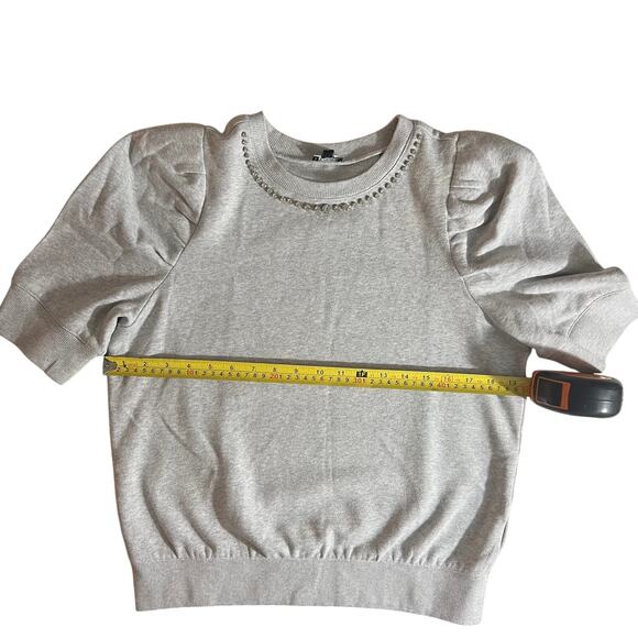 Express Women’s Embellished Crew Neck, Size M, Puff Sleeve Sweatshirt - Picture 3 of 9